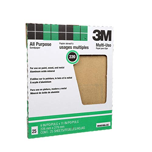 3M Pro-Pak Aluminum Oxide Sheet for Paint and Rust Removal, 25 sheets, 220-Grit, 9-in by 11-in - Image 2