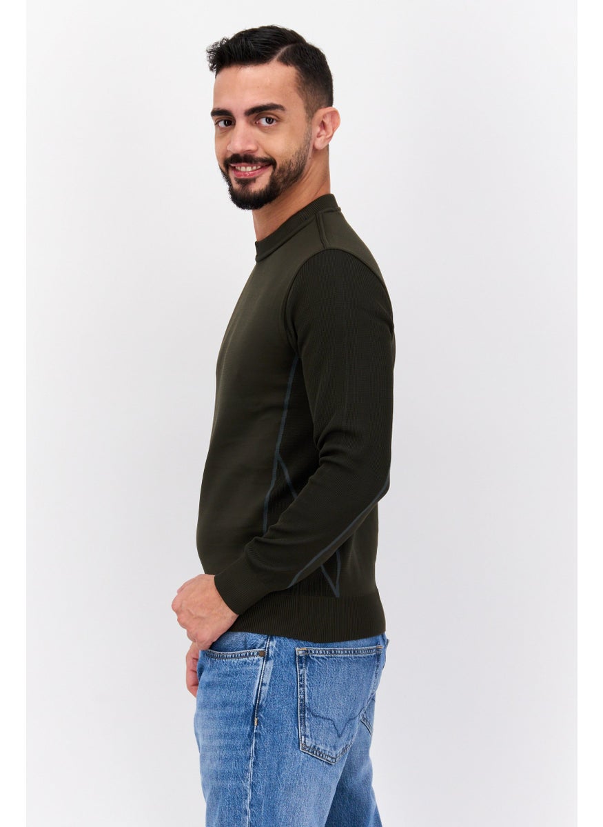 Free Soul Men Crew Neck Long Sleeve Brand Logo Sweatshirt, Olive  - Image 2