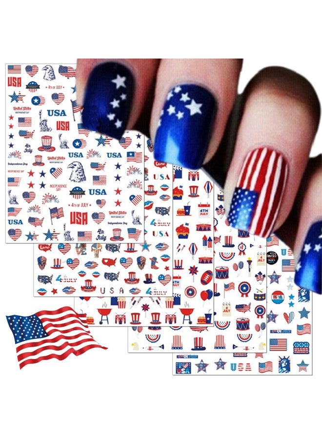 TailaiMei 12 Sheets 4Th Of July Nail Decals Stickers Self Adhesive Independence Day Patriotic American Flag Diy Design Eagles Usa Nail Art Decorations - Image 1