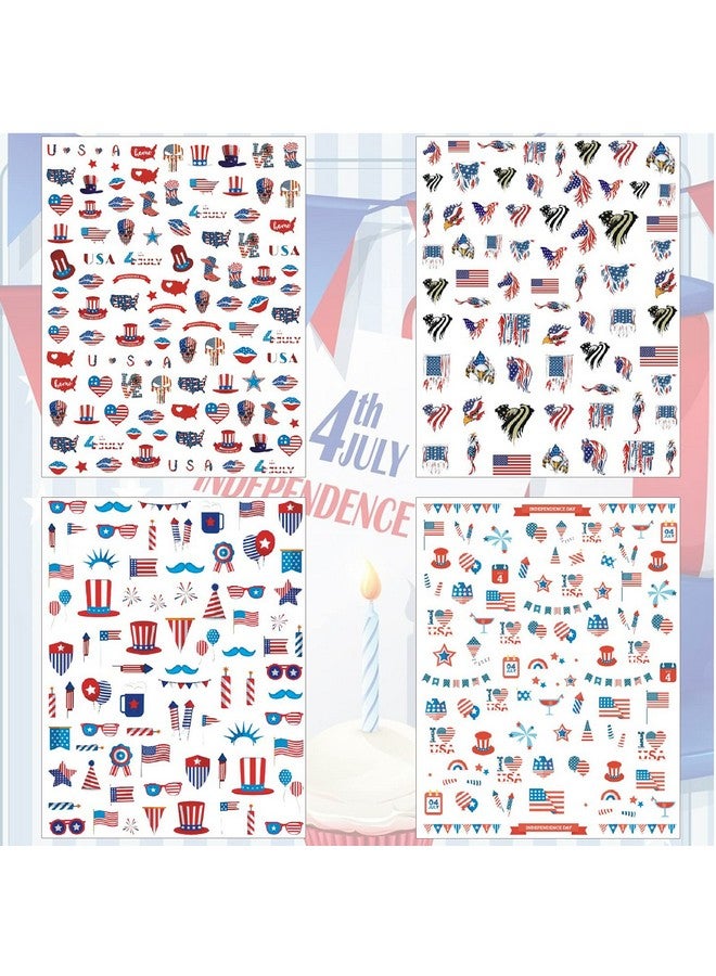 TailaiMei 12 Sheets 4Th Of July Nail Decals Stickers Self Adhesive Independence Day Patriotic American Flag Diy Design Eagles Usa Nail Art Decorations - Image 4