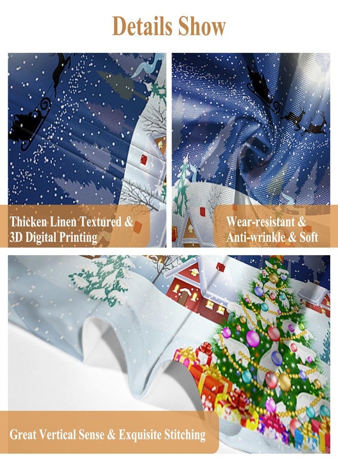 Renaiss 26 x 36 Inch Christmas Kitchen Tier Curtains Snowman Xmas Tree Snowy Night Xmas Eve Snowflake Farmhouse Cabin Winter Holiday Window Treatment Moon Insulate Small Curtains for Bathroom 2 Panels - Image 3