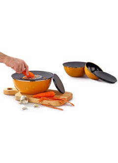 Bonera Mustard Yellow Enamel 8 Piece Grater & Mixing Bowl Set  - Image 1