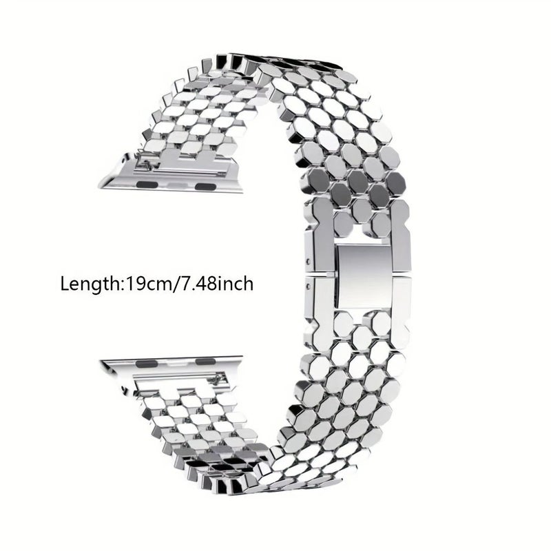 حزام معدني أسود قابل للتعديل بتصميم حراشف التنين لساعة Apple Watch SE Series 38 40 41 ملم - Image 2