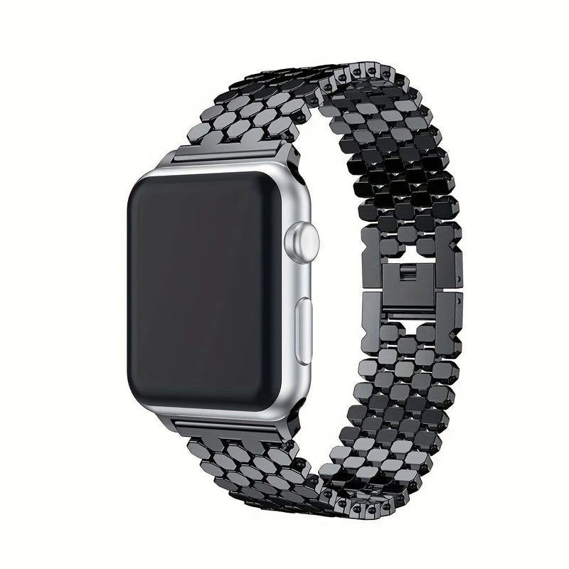 حزام معدني أسود قابل للتعديل بتصميم حراشف التنين لساعة Apple Watch SE Series 38 40 41 ملم - Image 3