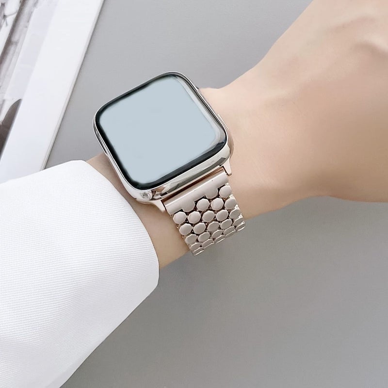 حزام معدني أسود قابل للتعديل بتصميم حراشف التنين لساعة Apple Watch SE Series 38 40 41 ملم - Image 5