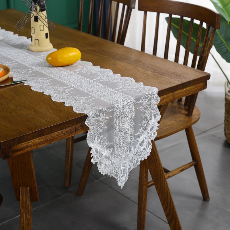 Y&D French Style High-End Lace Woven Table Runner – Light Luxury Long Tablecloth Cover for Coffee & Dining Tables, Elegant Table Runners for Home Decor - Image 1