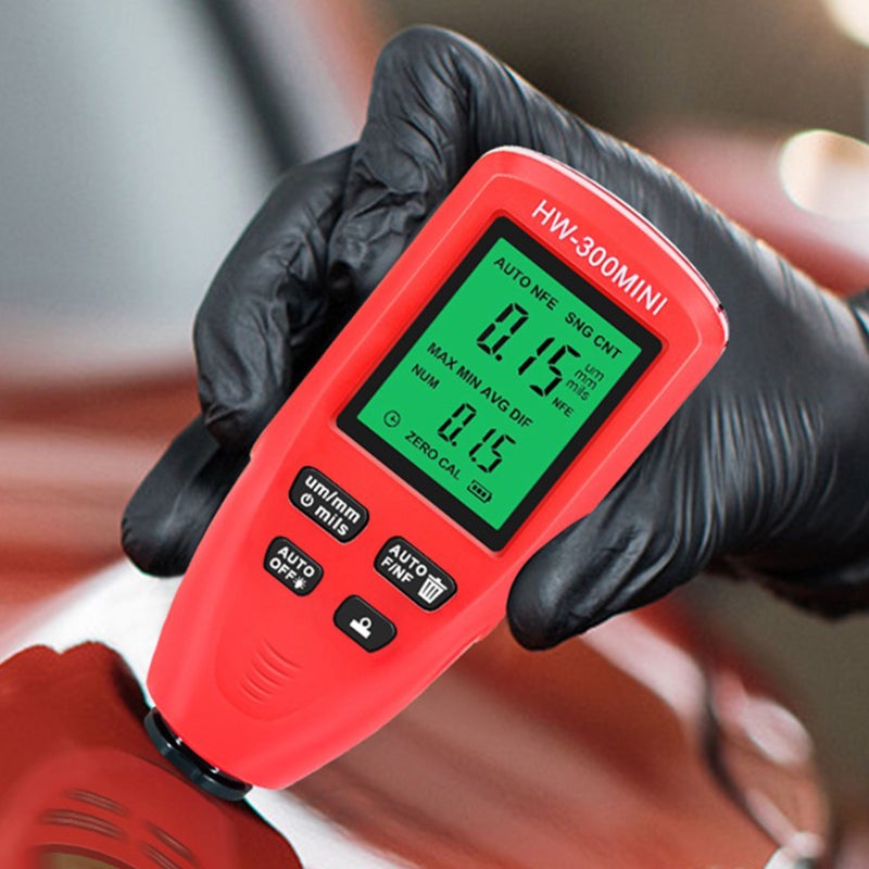Car Coating Thickness Meter: Red Portable Gauge With Auto Substrate Detection - Large Easy-to-Read Display Coating Thickness Gauge for Automotive Paint Inspection, Manufacturing & Outdoor Use - Image 3