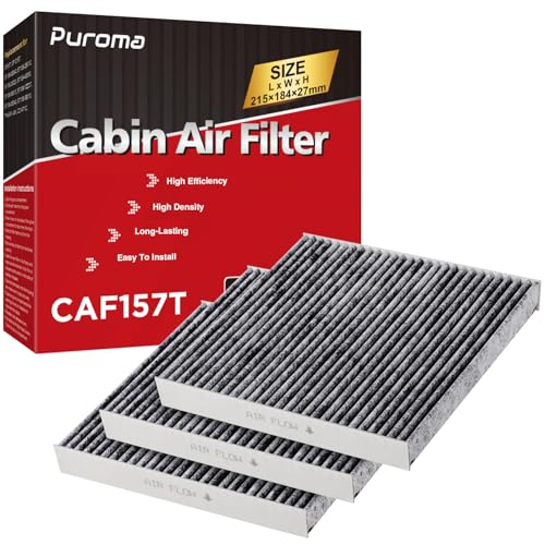 Puroma 3 Pack Cabin Air Filter with Activated Carbon, Replacement for CP157, CF12157, Select Lexus, Subaru and Toyota Avalon, Camry, Corolla, Highlander, Prius, RAV4, Sienna, Venza - Image 1
