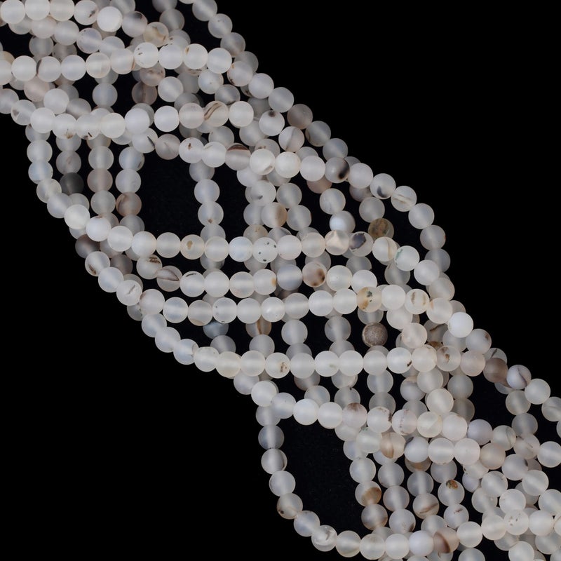 Cheavian 60Pcs 6Mm Natural Frosted Moss Grass Agate Gemstone Round Loose Beads For Jewelry Making 1 Strand 15"" - Image 4