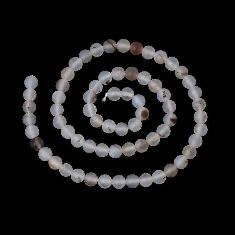 Cheavian 60Pcs 6Mm Natural Frosted Moss Grass Agate Gemstone Round Loose Beads For Jewelry Making 1 Strand 15"" - Image 2