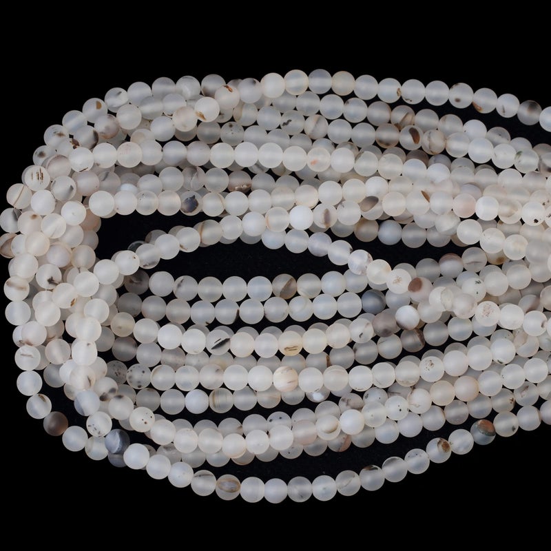 Cheavian 60Pcs 6Mm Natural Frosted Moss Grass Agate Gemstone Round Loose Beads For Jewelry Making 1 Strand 15"" - Image 3