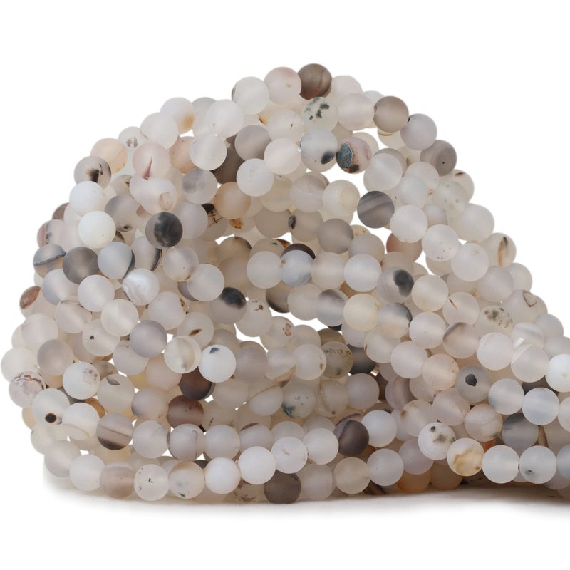 Cheavian 60Pcs 6Mm Natural Frosted Moss Grass Agate Gemstone Round Loose Beads For Jewelry Making 1 Strand 15"" - Image 1