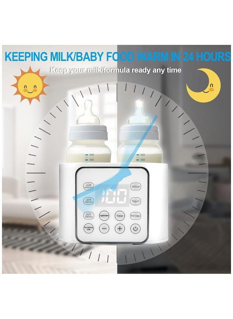 Baby Bottle Warmer 9-in-1 Multifuntion Breast Milk Warmer Fast Baby Food Heater and Defrost Warmer with Timer for Twins LCD Display Accurate Temperature Adjustment 24H Constant Mode