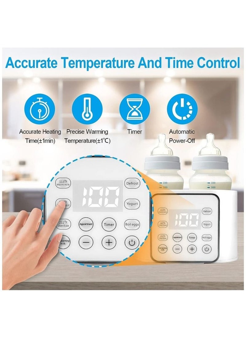 Baby Bottle Warmer 9-in-1 Multifuntion Breast Milk Warmer Fast Baby Food Heater and Defrost Warmer with Timer for Twins LCD Display Accurate Temperature Adjustment 24H Constant Mode