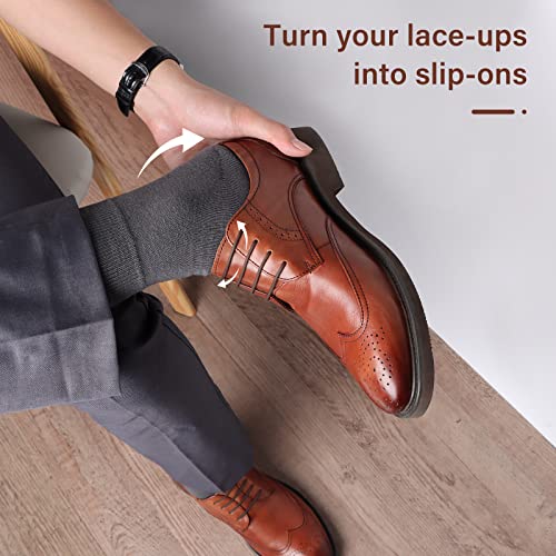 INMAKER No Tie Dress Shoe Laces for Men, Waxed Thin Oxford Round Shoelaces - Image 3