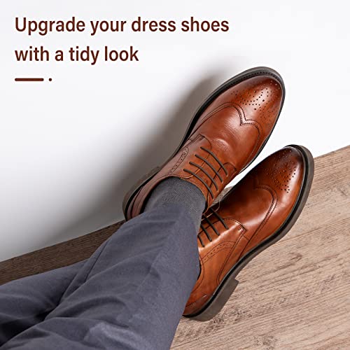 INMAKER No Tie Dress Shoe Laces for Men, Waxed Thin Oxford Round Shoelaces - Image 4