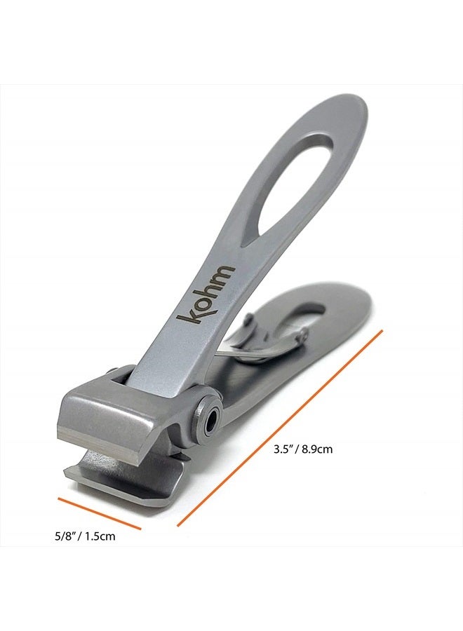 Kohm Nail Clippers for Thick Nails - Heavy Duty, Wide Mouth Professional Fingernail and Toenail Clippers for Men, Women & Seniors, Silver - Image 2