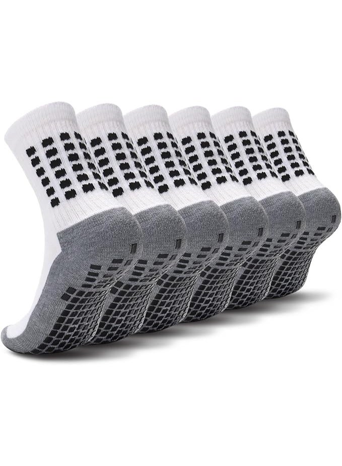 6 Pairs Kids Soccer Socks with Grip Non Slip Football Athletic Socks for Kids Boys Girls 6-14 Years old - Image 1