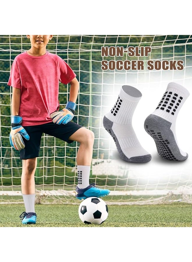 6 Pairs Kids Soccer Socks with Grip Non Slip Football Athletic Socks for Kids Boys Girls 6-14 Years old - Image 5
