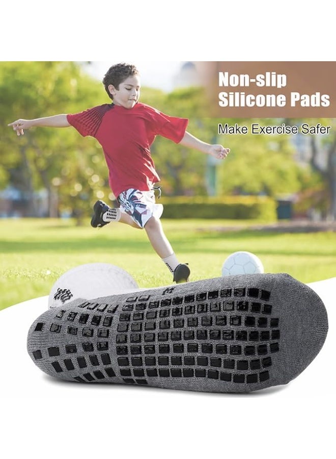 6 Pairs Kids Soccer Socks with Grip Non Slip Football Athletic Socks for Kids Boys Girls 6-14 Years old - Image 4