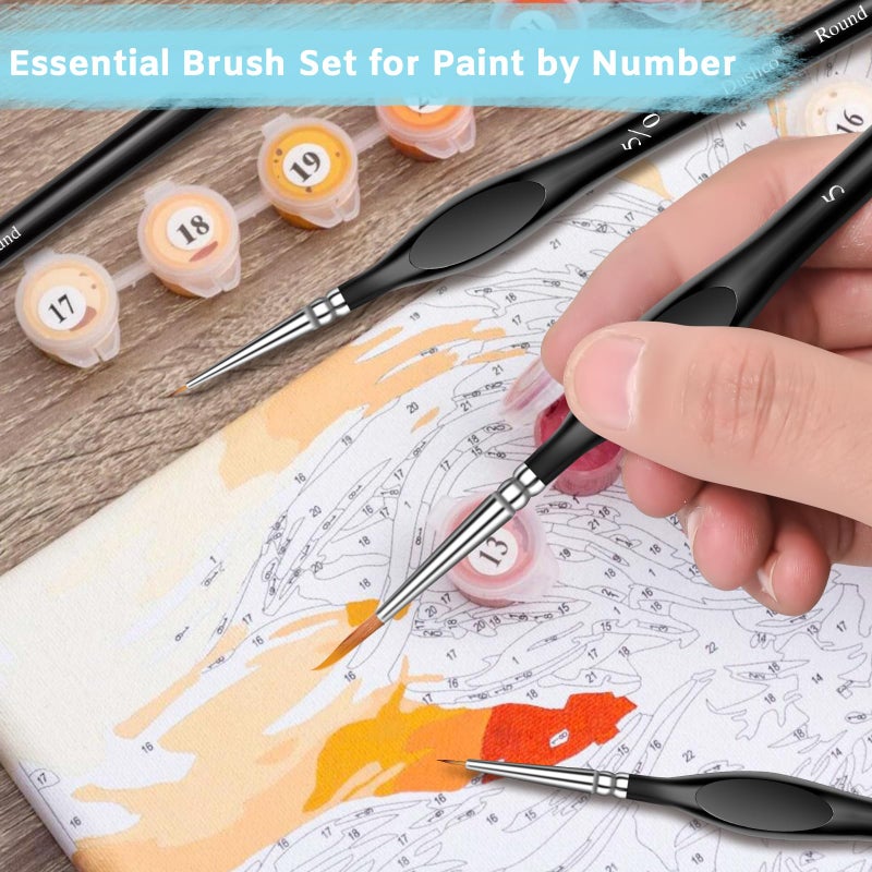 Dushco 8-Piece Miniature Detail Paint Brushes Set - Precision Round, Filbert & Angular Brushes for Miniature, Model Painting, Watercolor & Figurines - Fine Tip Artist Brush Kit with Ergonomic Handle (Black) - Image 5