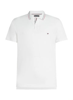 TOMMY HILFIGER Men's Regular Fit Tipped Collar Polo Shirt - Cotton, White  - Image 3