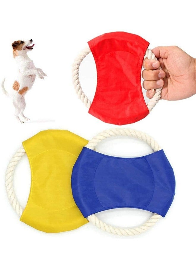 لعبة الكلاب الخارجية المتينة على شكل أقراص طائرة - حبل قطني طبيعي وقماش أكسفورد مقاوم للماء - مصممة لضمان بقائها لفترة طويلة على الرغم من المضغ المنتظم - قد يختلف اللون (عبوة واحدة) - Image 1