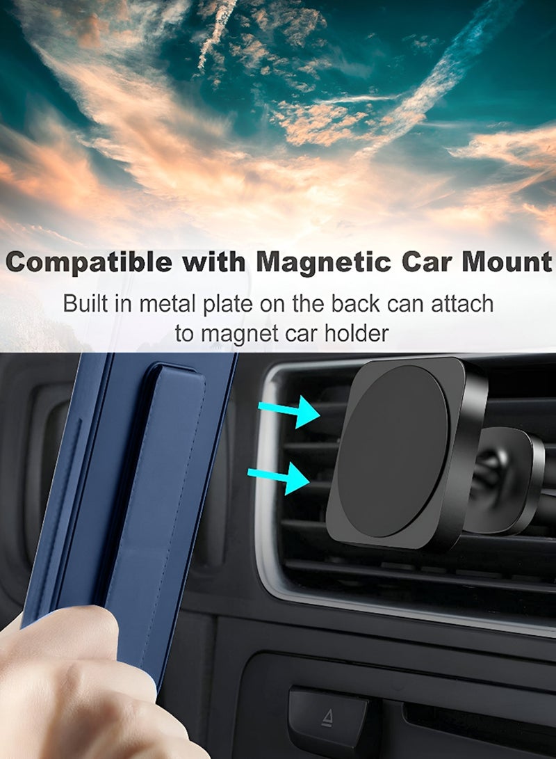 Wtech Apple iPhone 17 Pro Max 5G 2025 Hand Grip Foldable Magnetic Kickstand Wrist Strap Finger Grip with Built-in Iron Case Cover (MCGHSN) - Navy Blue - Image 3