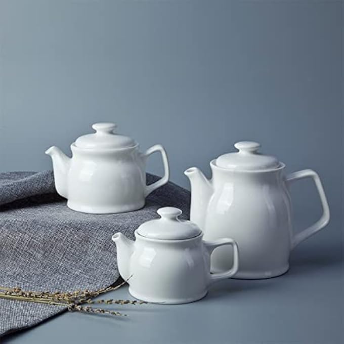 ريحني بورسلان إبريق شاي قديم الطراز بسعة 850 مل عاج - Image 2