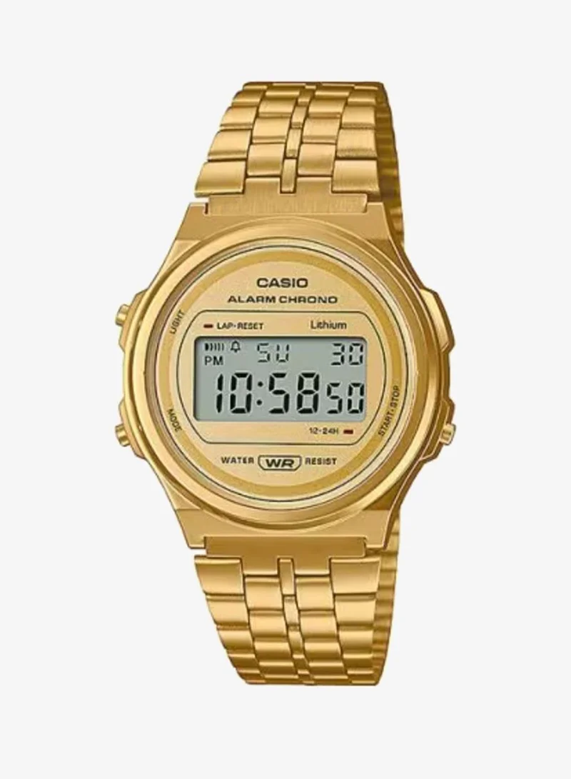 CASIO Unisex Stainless Steel Digital Watch A171WEG-9ADF - 37.7 mm