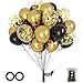 OWill Black and Gold Confetti Balloons 100pcs 12 Inches Black and Gold Balloons for Birthdays Graduation Decorations Weddings Arches Garlands Party Decorations - Image 3
