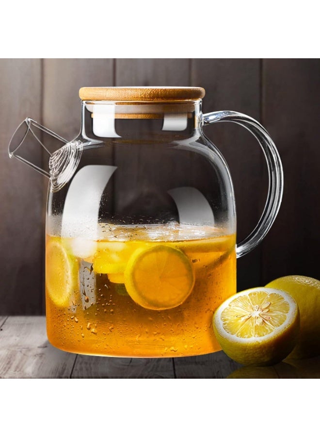 Glass teapot with a filter coil, Jug with bamboo lid and filter coil 1.8L - Image 4