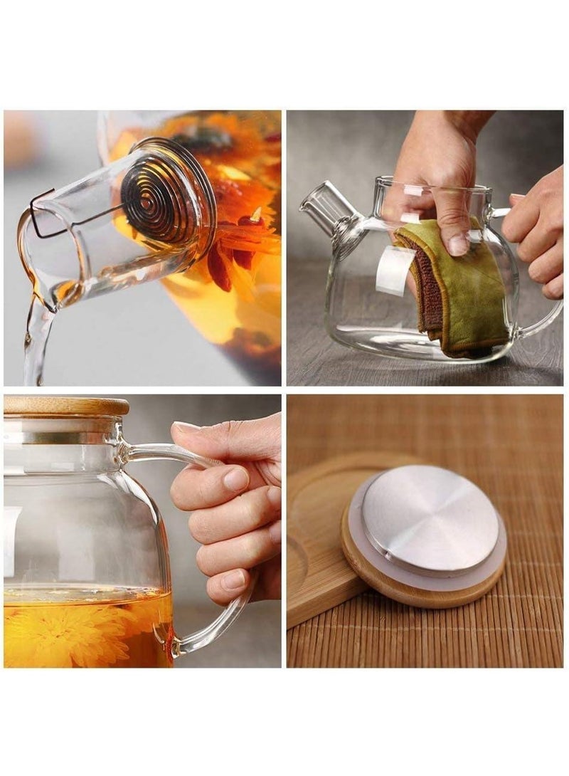 Glass teapot with a filter coil, Jug with bamboo lid and filter coil 1.8L - Image 2