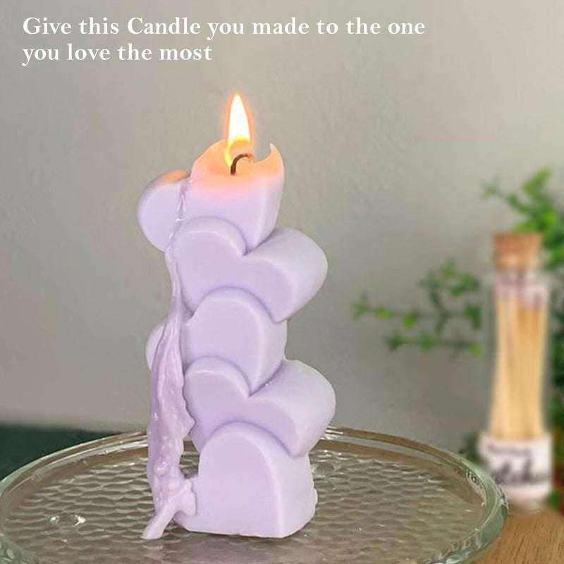 MoldBerry 2 Cavity Simple Heart & Flower Shape Candle Mould, Joint Heart Flower Candle Mold for Candle Making Multi-Purpose Silicone Molds for Chocolate Resin soap (4.5 x 3.7 x 0.5 Inch) - Image 4