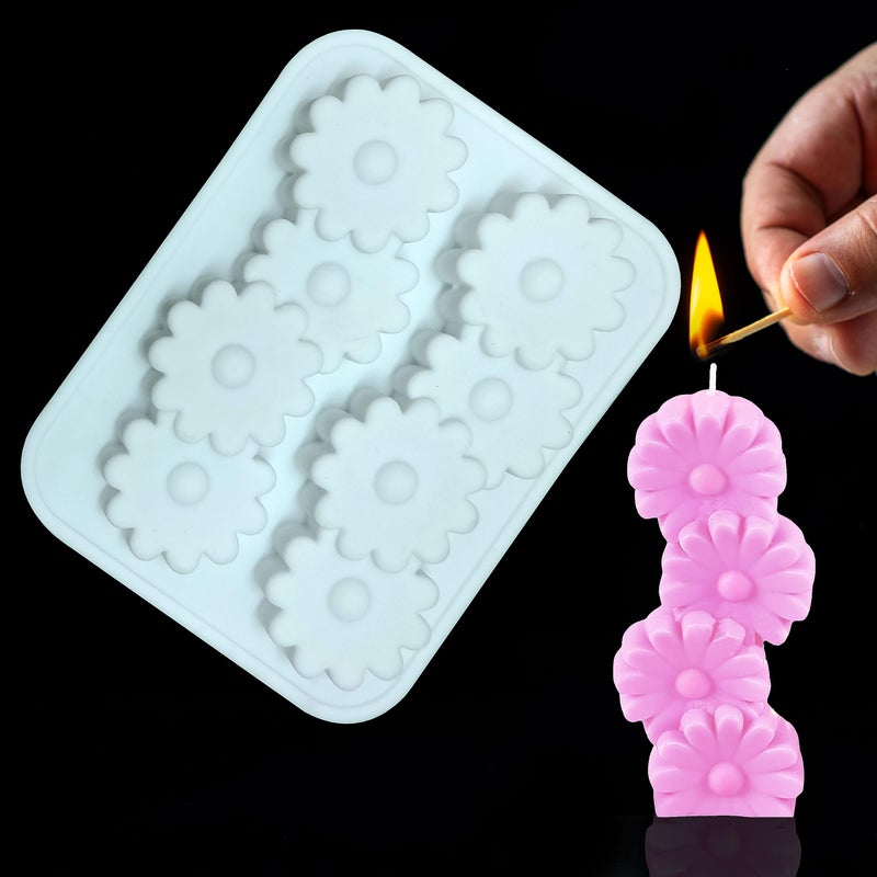 MoldBerry 2 Cavity Simple Heart & Flower Shape Candle Mould, Joint Heart Flower Candle Mold for Candle Making Multi-Purpose Silicone Molds for Chocolate Resin soap (4.5 x 3.7 x 0.5 Inch) - Image 3
