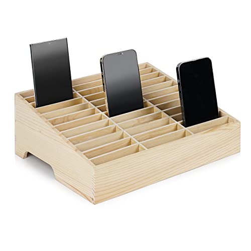 Lzttyee Wooden 36-Grid Cell Phones Storage Box Desktop Mobile Phone Holder Organizer for Office School Classroom (36-Grid) - Image 1