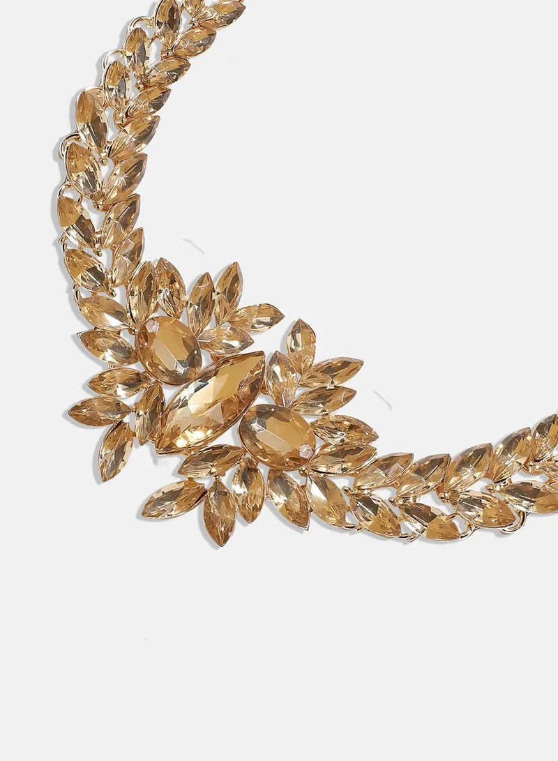 سوهي قلادة كريستال ذهبية