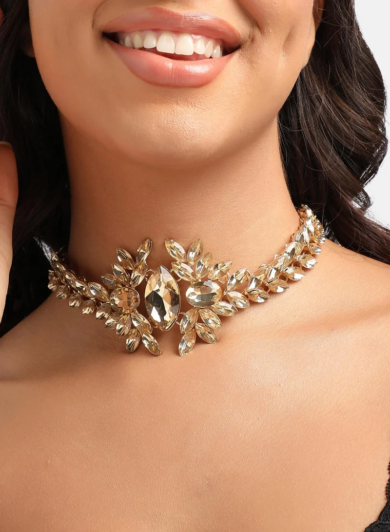 سوهي قلادة كريستال ذهبية