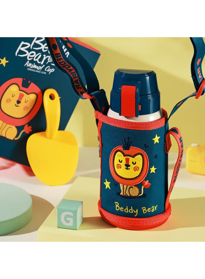 Beddybear New Double-drinking Children's Insulated Cup With Straw, 316 Stainless Steel Large Capacity Student Cup, 620ml Little Lion Design - Image 3