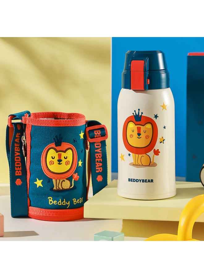 Beddybear New Double-drinking Children's Insulated Cup With Straw, 316 Stainless Steel Large Capacity Student Cup, 620ml Little Lion Design - Image 2