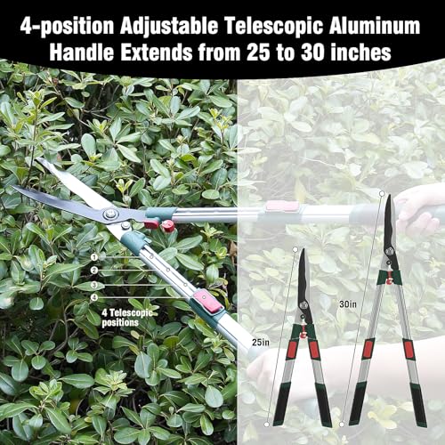 GARTOL 3-Piece Garden Tool Set - Bypass Lopper, Hedge Shears, Pruning Shears with Telescopic Aluminum Handles, Extendable Heavy-Duty Branch Cutters, Garden Clippers for Branches, Shrubs, and Hedges - Image 4
