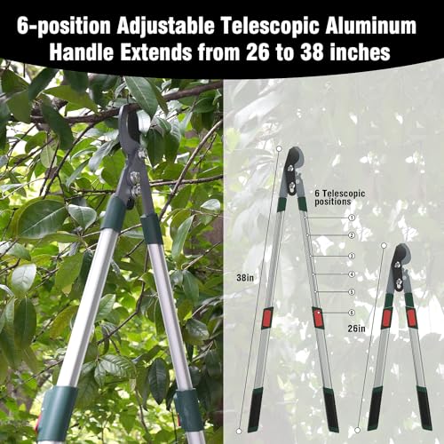 GARTOL 3-Piece Garden Tool Set - Bypass Lopper, Hedge Shears, Pruning Shears with Telescopic Aluminum Handles, Extendable Heavy-Duty Branch Cutters, Garden Clippers for Branches, Shrubs, and Hedges - Image 3