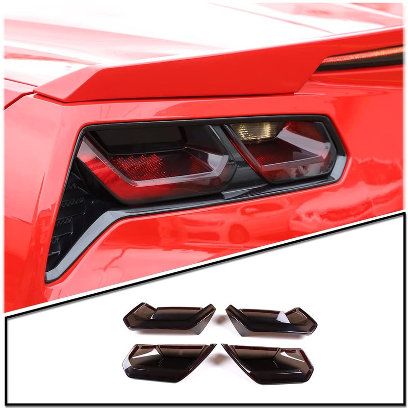 Sekhyna Car Tail Light Smoked Black Protection Cover Trim ABS 4PCS Compatible with Corvette C7 Stingray 20142019 Tail Light Cover Trim Accessories
