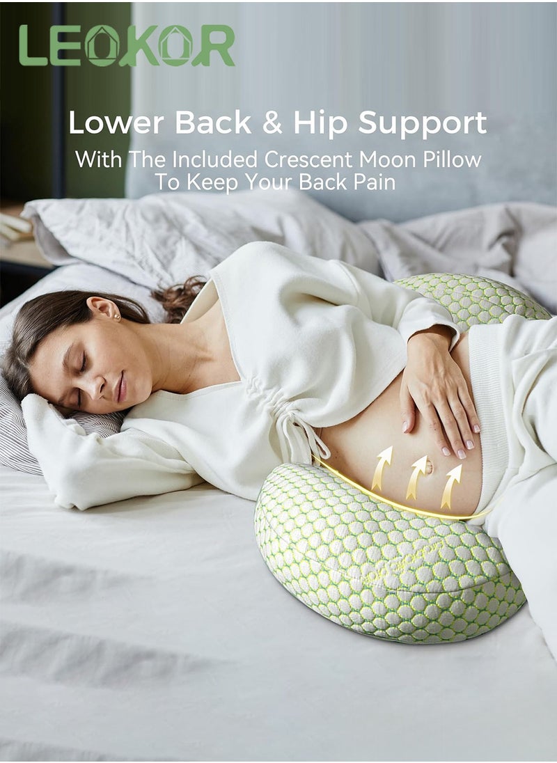 LEOKOR Maternity Pillows, Pregnancy Body Pillow Support for Back, Legs, Belly, HIPS of Pregnant Women, Maternity Pillow with Detachable and Adjustable Pillow Cover  - Image 2