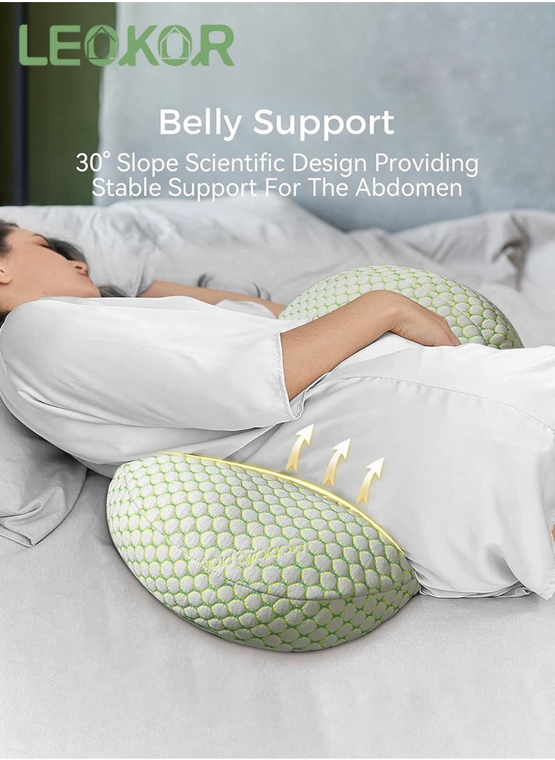 LEOKOR Maternity Pillows, Pregnancy Body Pillow Support for Back, Legs, Belly, HIPS of Pregnant Women, Maternity Pillow with Detachable and Adjustable Pillow Cover  - Image 3