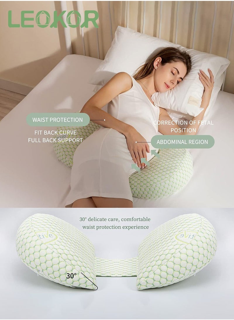 LEOKOR Maternity Pillows, Pregnancy Body Pillow Support for Back, Legs, Belly, HIPS of Pregnant Women, Maternity Pillow with Detachable and Adjustable Pillow Cover  - Image 4