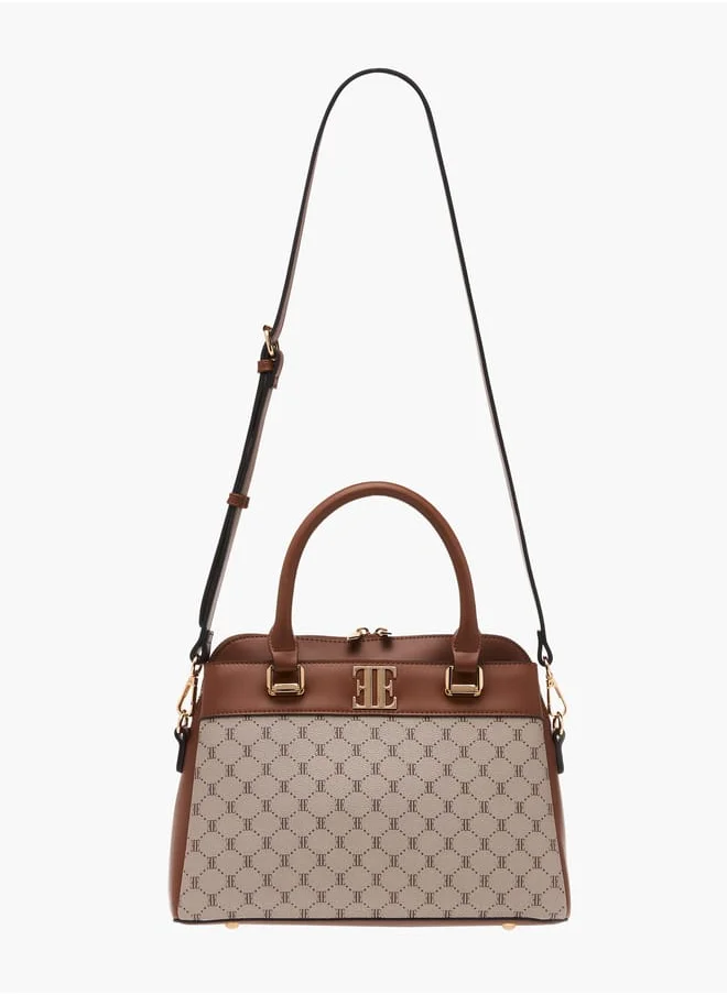 ايل Womens Monogram Print Tote Bag With Handles And Zip Closure