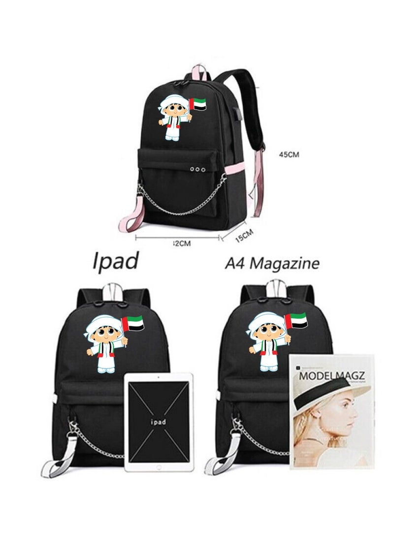 UAE National Day Backpack with USB Charging Port - Ideal Laptop and Casual Shoulder Bag for Travel - Image 4
