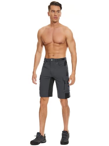 Cycorld Mens-Mountain-Bike-Shorts, Loose Fit with Zippered Pockets, Cycling, Hiking, Cargo, Outdoor Lightweight Shorts (Dark Grey, Large) - Image 2
