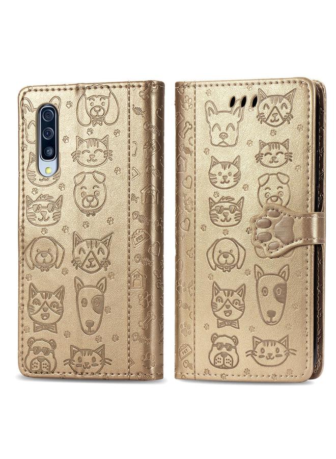 اس-توب جراب لهاتف Galaxy A70/A70S، جراب جلدي أفقي منقوش عليه قطة وكلب لطيف مع حامل / فتحة بطاقة / محفظة / حبل - Image 2